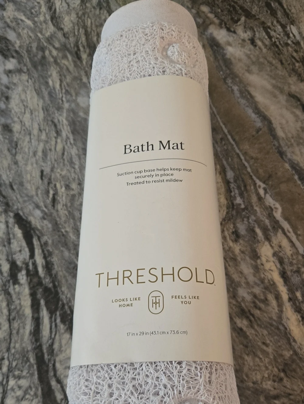 Threshold White Bath Mat with Textured Non-Slip Surface